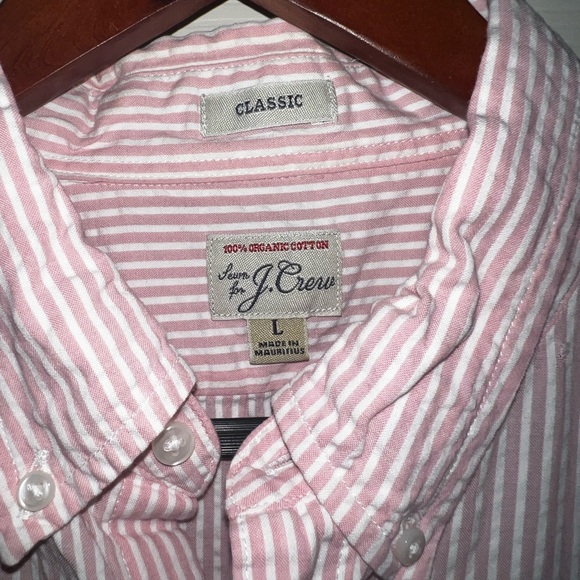 Classic J. Crew Women’s Button Down Pink Seersucker Half Sleeve 100% Cotton L - Picture 5 of 5